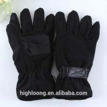 Guantes de paño grueso negro con agarre de palma de PU apretado